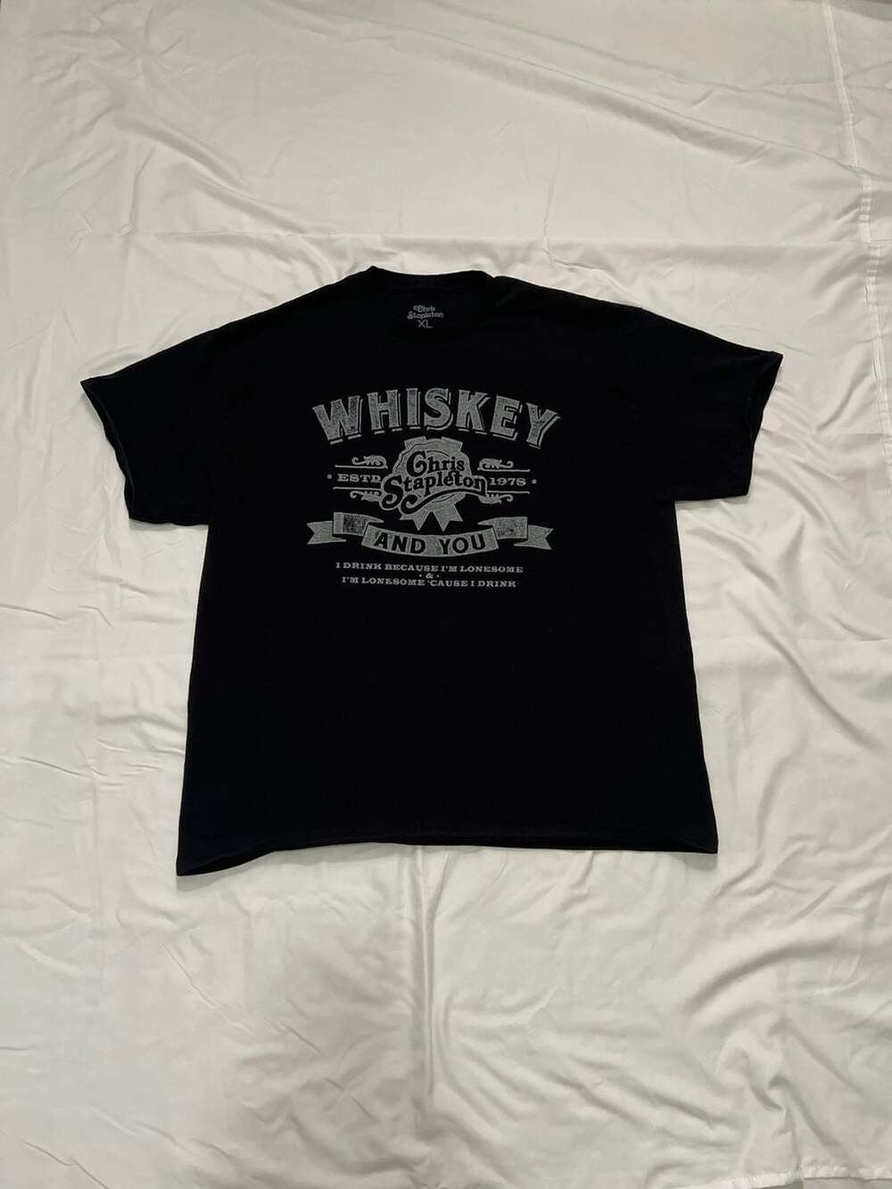 Chris Stapleton Whiskey and You Graphic T-Shirt Black Size XL